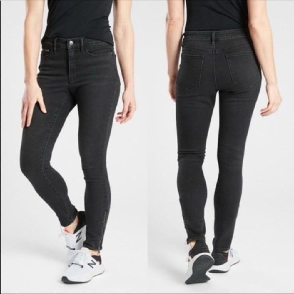 Athleta Women's Sculptek Ultra Skinny Zip Jeans Carbon Wash Black Size 6
